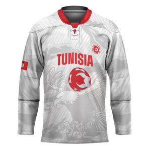 Custom Tunisia Football Hockey Jersey 2026 Eagles of Carthage White Grunge - African Pride