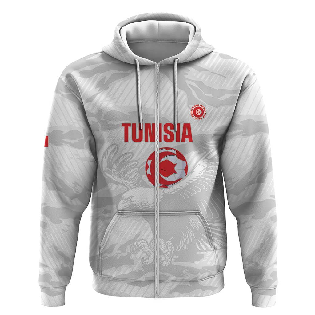 Custom Tunisia Football Hoodie 2026 Eagles of Carthage White Grunge - African Pride