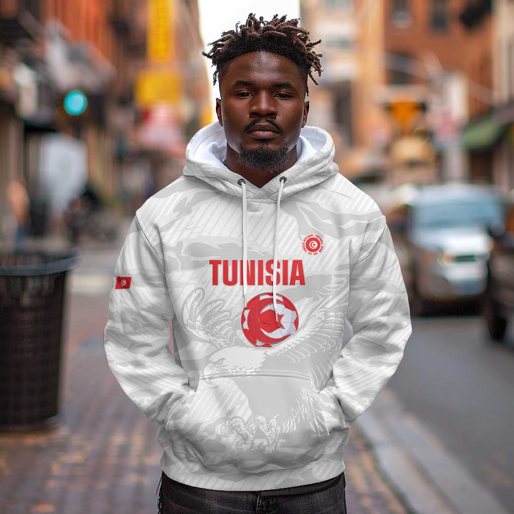 Custom Tunisia Football Hoodie 2026 Eagles of Carthage White Grunge - African Pride