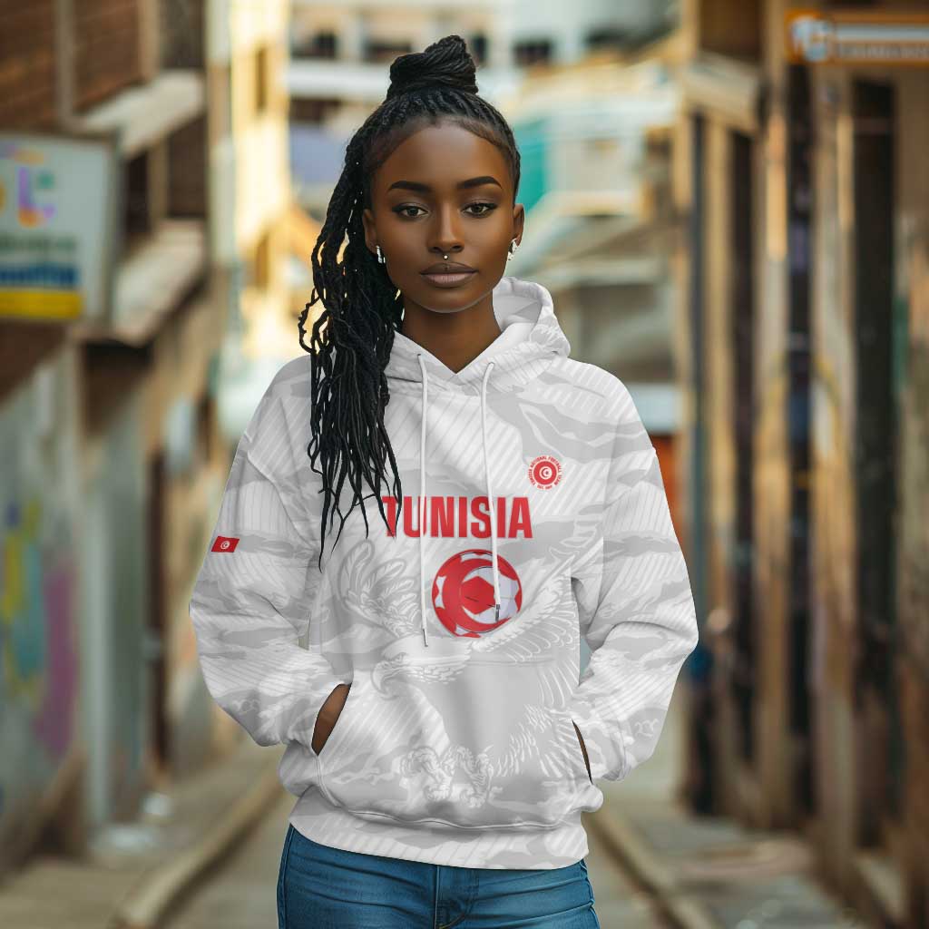 Custom Tunisia Football Hoodie 2026 Eagles of Carthage White Grunge - African Pride