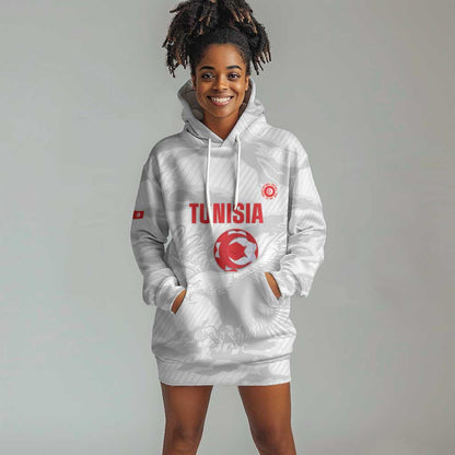Custom Tunisia Football Hoodie Dress 2026 Eagles of Carthage White Grunge - African Pride