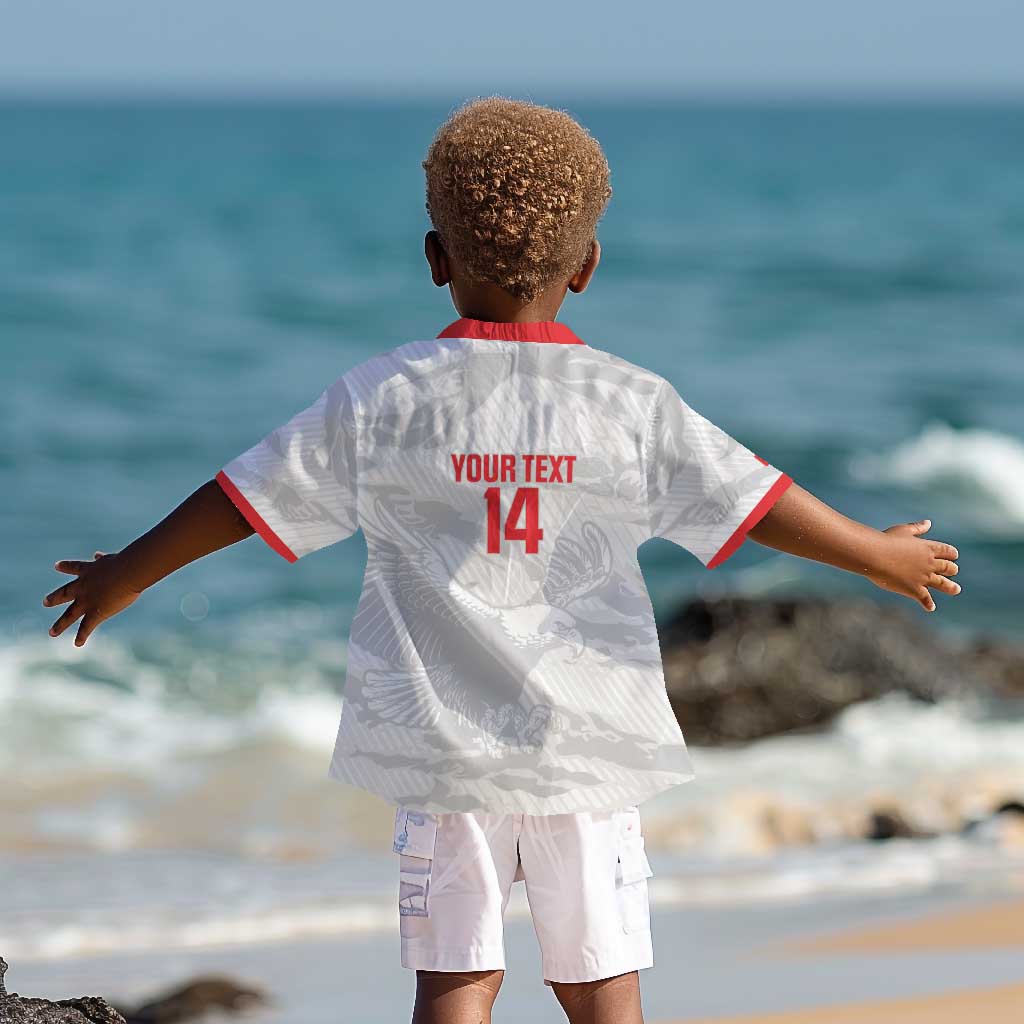 Custom Tunisia Football Kid Hawaiian Shirt 2026 Eagles of Carthage White Grunge - African Pride