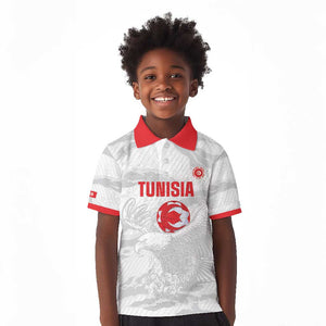 Custom Tunisia Football Kid Polo Shirt 2026 Eagles of Carthage White Grunge - African Pride