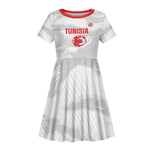 Custom Tunisia Football Kid Short Sleeve Dress 2026 Eagles of Carthage White Grunge - African Pride
