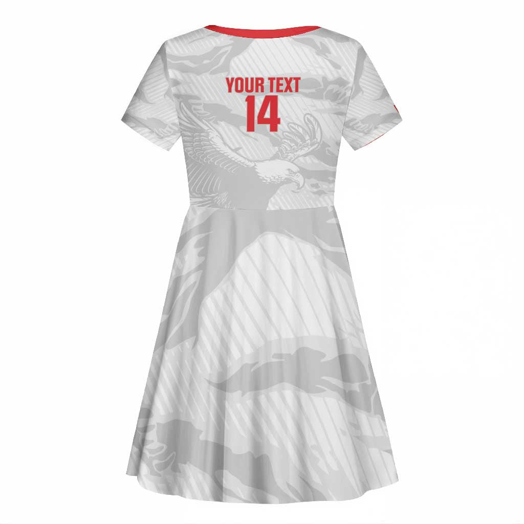 Custom Tunisia Football Kid Short Sleeve Dress 2026 Eagles of Carthage White Grunge - African Pride