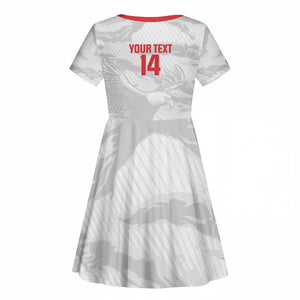 Custom Tunisia Football Kid Short Sleeve Dress 2026 Eagles of Carthage White Grunge - African Pride