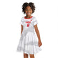 Custom Tunisia Football Kid Short Sleeve Dress 2026 Eagles of Carthage White Grunge - African Pride