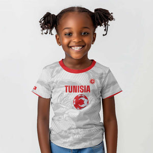 Custom Tunisia Football Kid T shirt 2026 Eagles of Carthage White Grunge - African Pride
