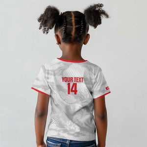 Custom Tunisia Football Kid T shirt 2026 Eagles of Carthage White Grunge - African Pride