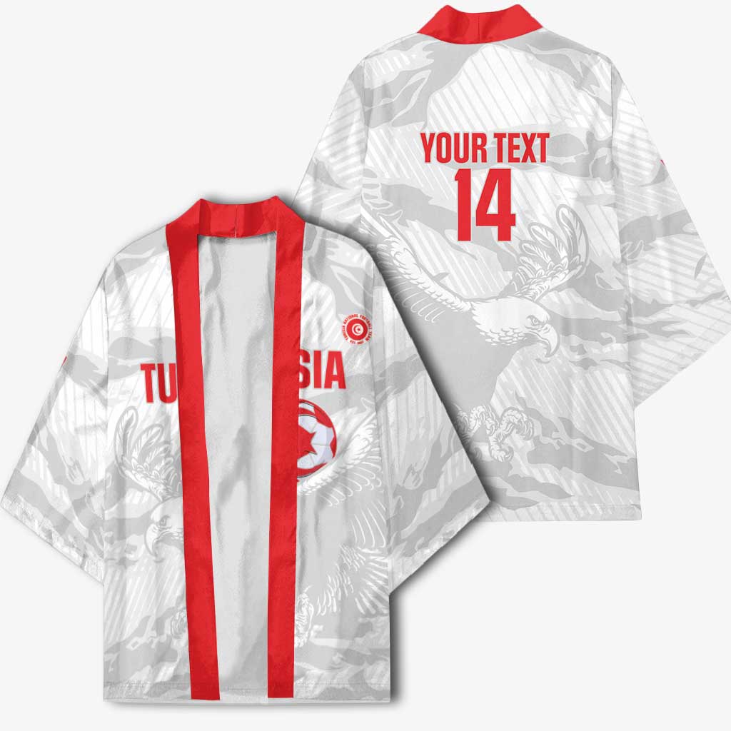 Custom Tunisia Football Kimono 2026 Eagles of Carthage White Grunge - African Pride