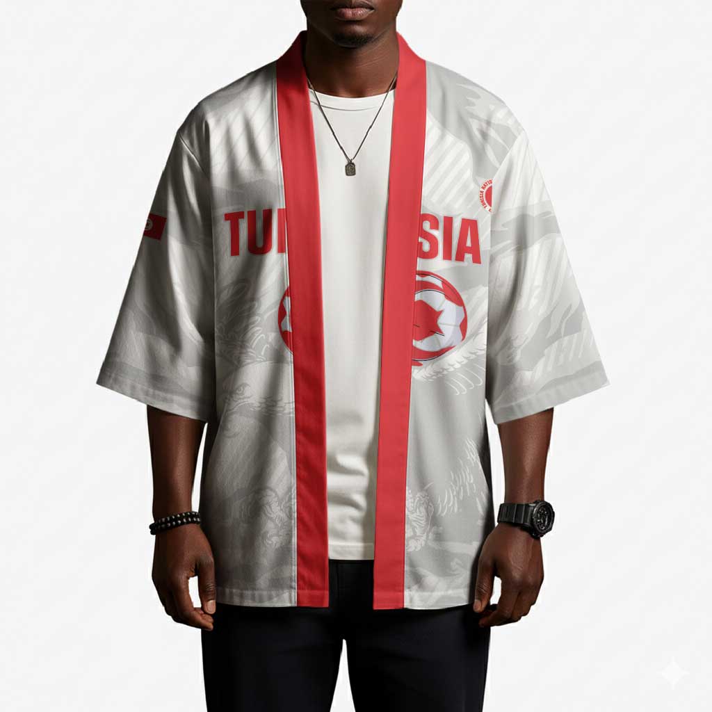 Custom Tunisia Football Kimono 2026 Eagles of Carthage White Grunge - African Pride
