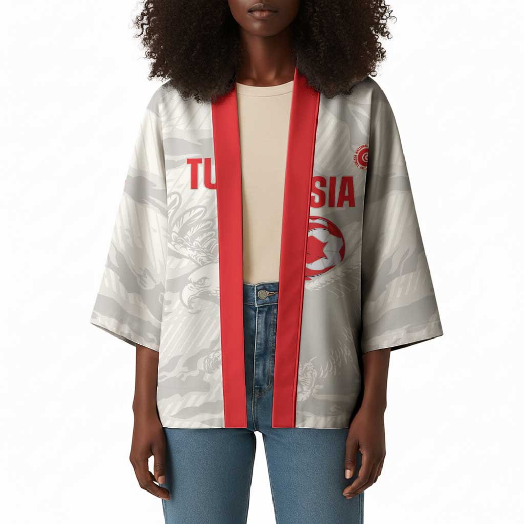 Custom Tunisia Football Kimono 2026 Eagles of Carthage White Grunge - African Pride
