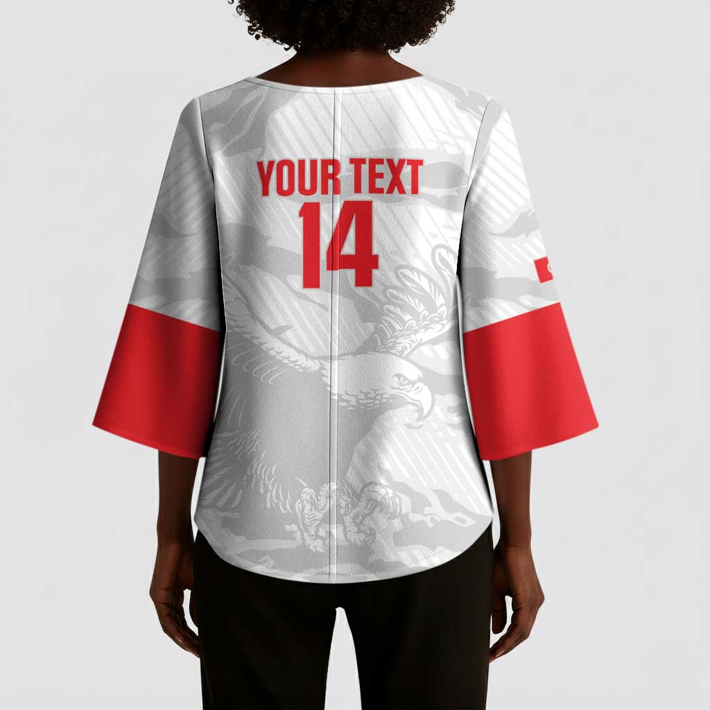 Custom Tunisia Football Kimono Sleeve Blouse 2026 Eagles of Carthage White Grunge - African Pride