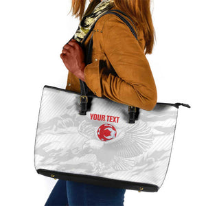 Custom Tunisia Football Leather Tote Bag 2026 Eagles of Carthage White Grunge - African Pride