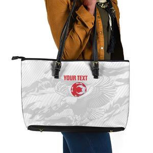 Custom Tunisia Football Leather Tote Bag 2026 Eagles of Carthage White Grunge - African Pride