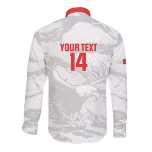 Custom Tunisia Football Long Sleeve Button Shirt 2026 Eagles of Carthage White Grunge - African Pride