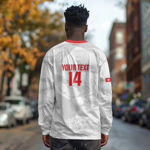 Custom Tunisia Football Long Sleeve Shirt 2026 Eagles of Carthage White Grunge - African Pride