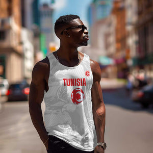 Custom Tunisia Football Men Tank Top 2026 Eagles of Carthage White Grunge - African Pride