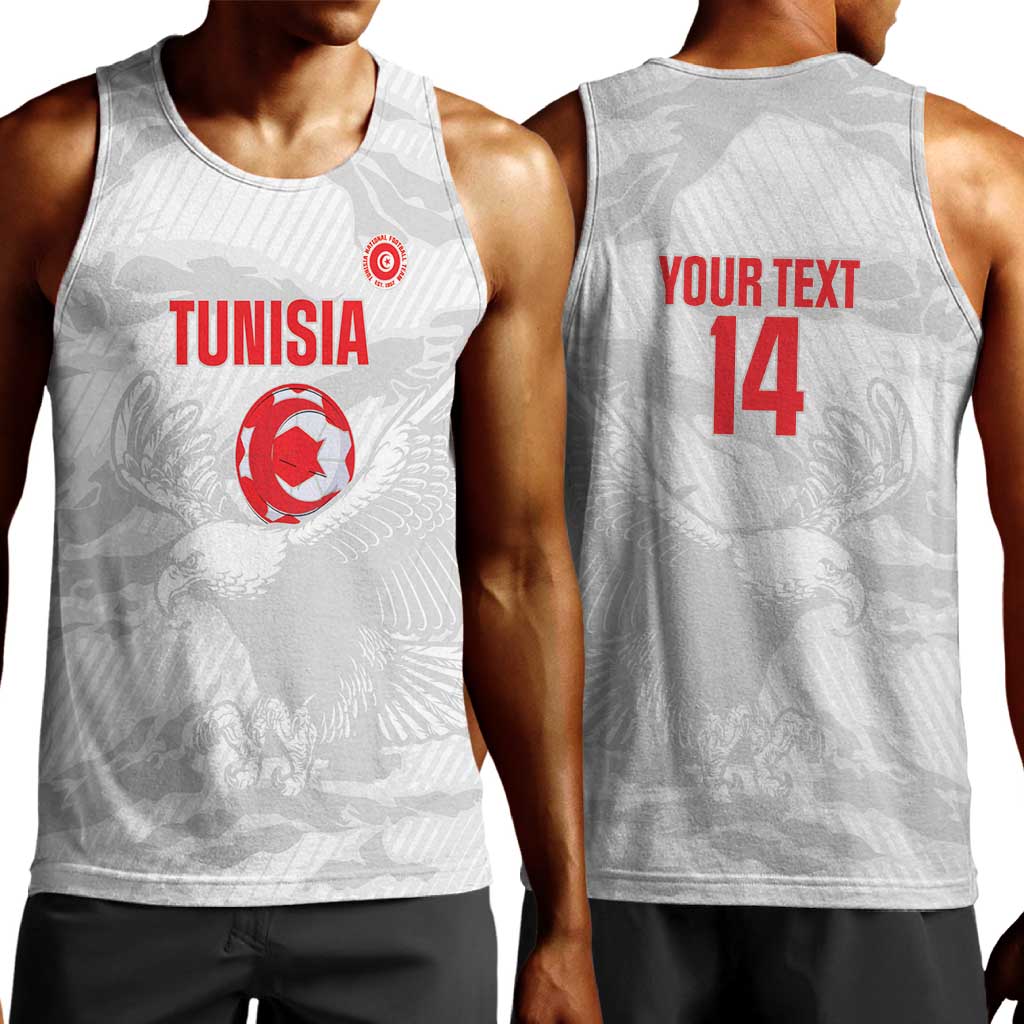 Custom Tunisia Football Men Tank Top 2026 Eagles of Carthage White Grunge - African Pride