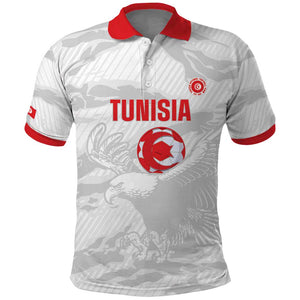 Custom Tunisia Football Polo Shirt 2026 Eagles of Carthage White Grunge - African Pride