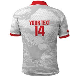 Custom Tunisia Football Polo Shirt 2026 Eagles of Carthage White Grunge - African Pride