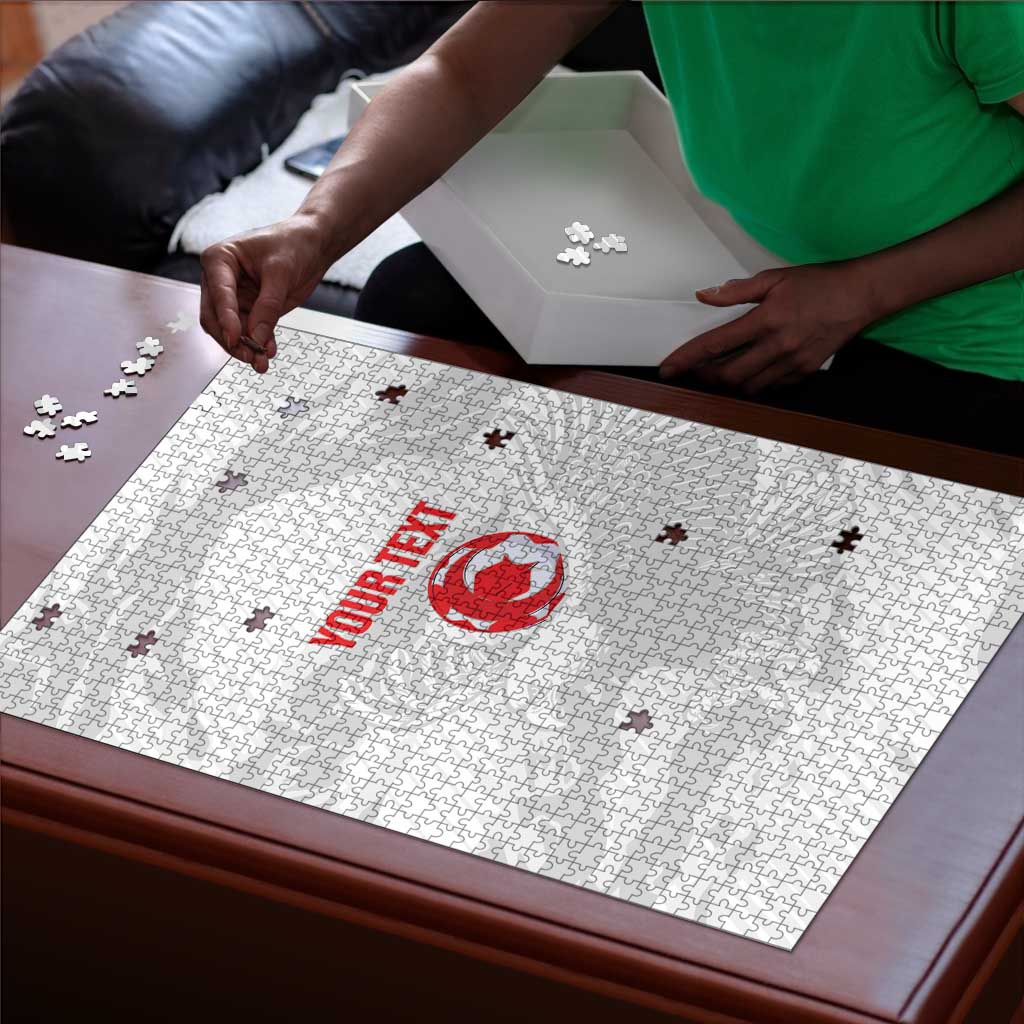 Custom Tunisia Football Puzzle 2026 Eagles of Carthage White Grunge - African Pride