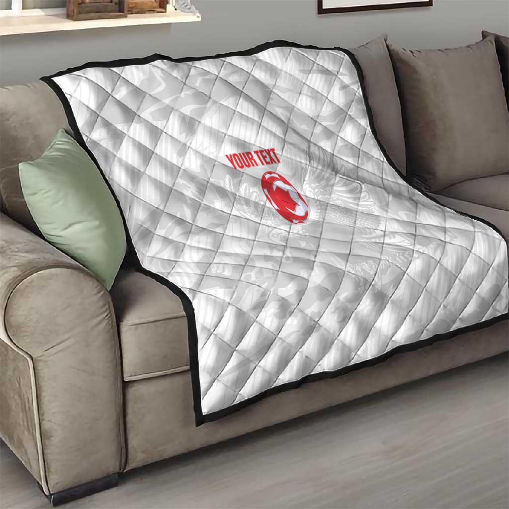 Custom Tunisia Football Quilt 2026 Eagles of Carthage White Grunge - African Pride