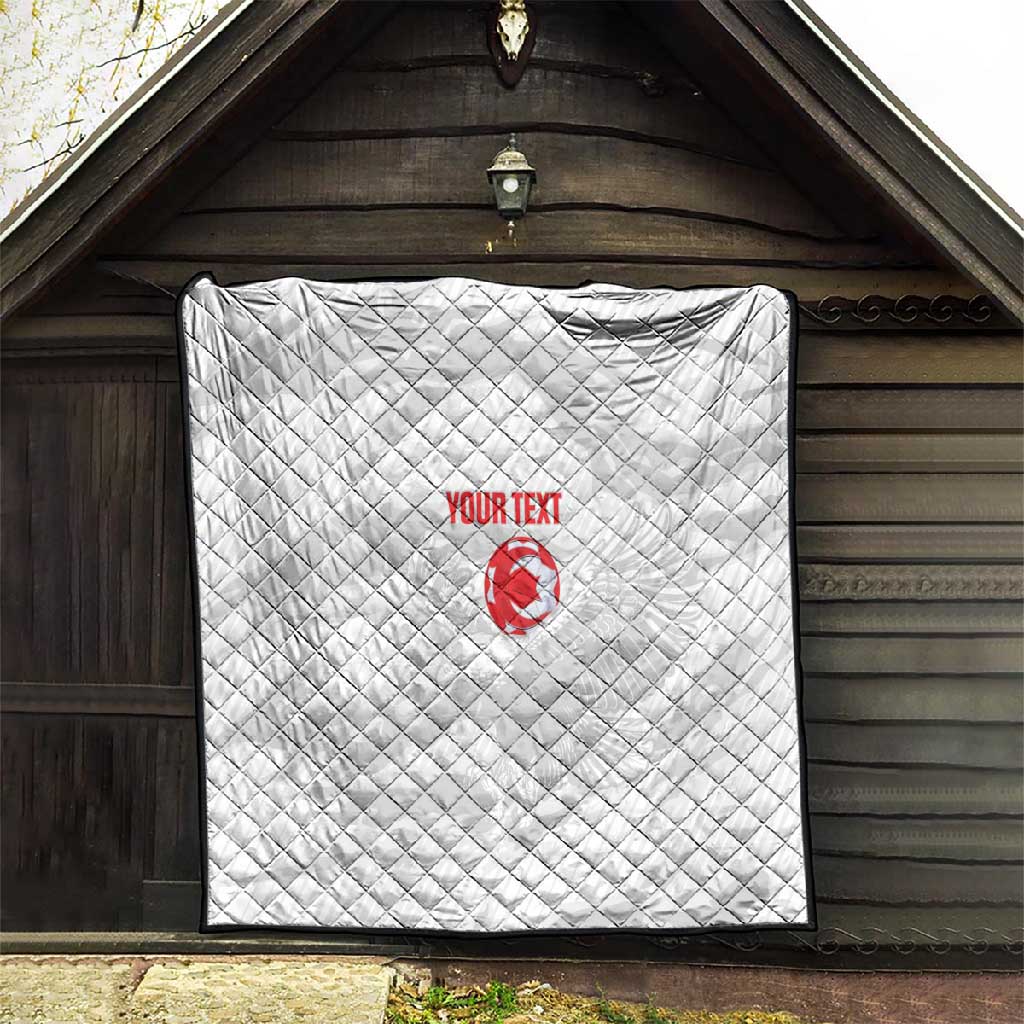 Custom Tunisia Football Quilt 2026 Eagles of Carthage White Grunge - African Pride