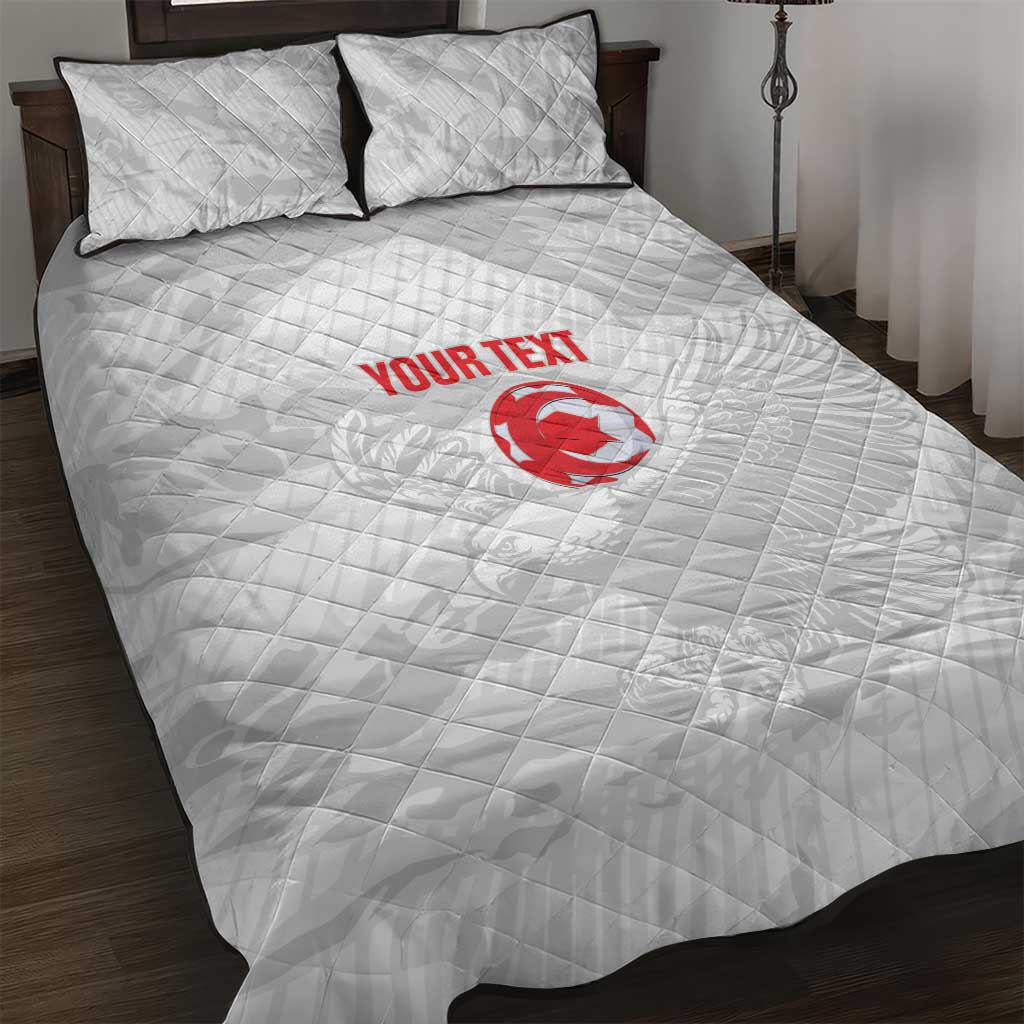 Custom Tunisia Football Quilt Bed Set 2026 Eagles of Carthage White Grunge - African Pride