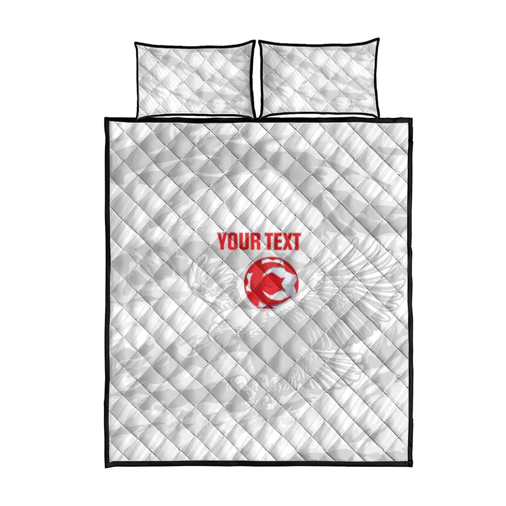 Custom Tunisia Football Quilt Bed Set 2026 Eagles of Carthage White Grunge - African Pride