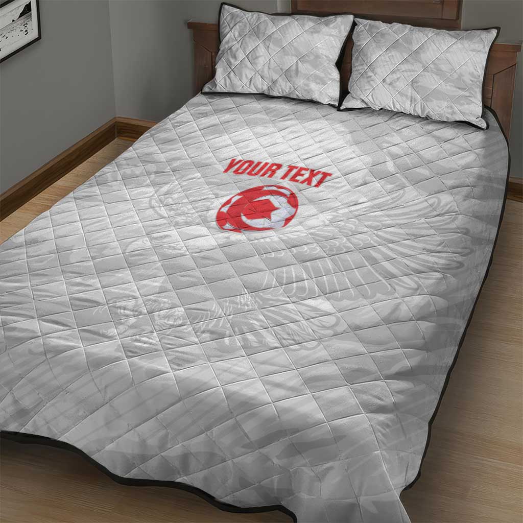 Custom Tunisia Football Quilt Bed Set 2026 Eagles of Carthage White Grunge - African Pride