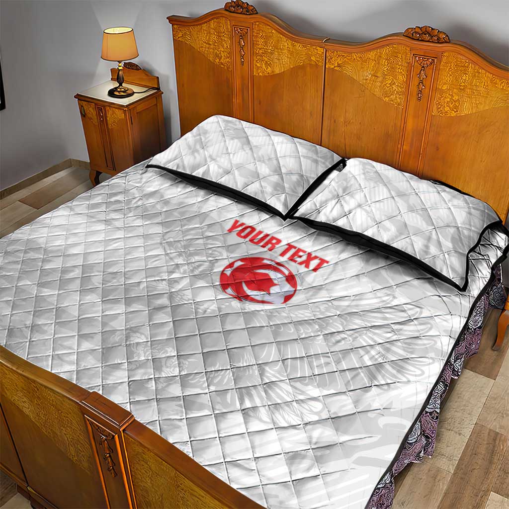 Custom Tunisia Football Quilt Bed Set 2026 Eagles of Carthage White Grunge - African Pride