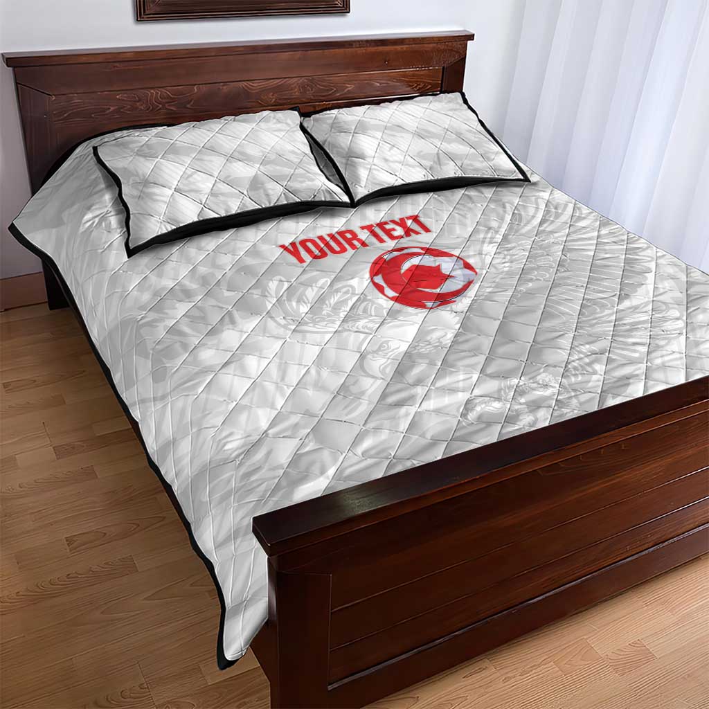 Custom Tunisia Football Quilt Bed Set 2026 Eagles of Carthage White Grunge - African Pride
