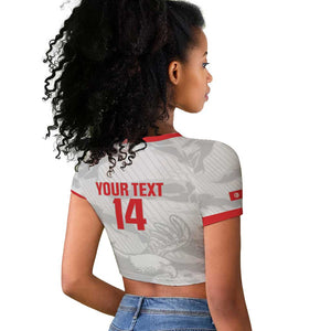 Custom Tunisia Football Raglan Cropped T shirt 2026 Eagles of Carthage White Grunge - African Pride