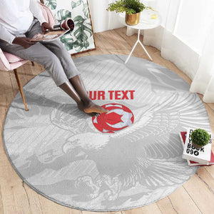 Custom Tunisia Football Round Carpet 2026 Eagles of Carthage White Grunge - African Pride