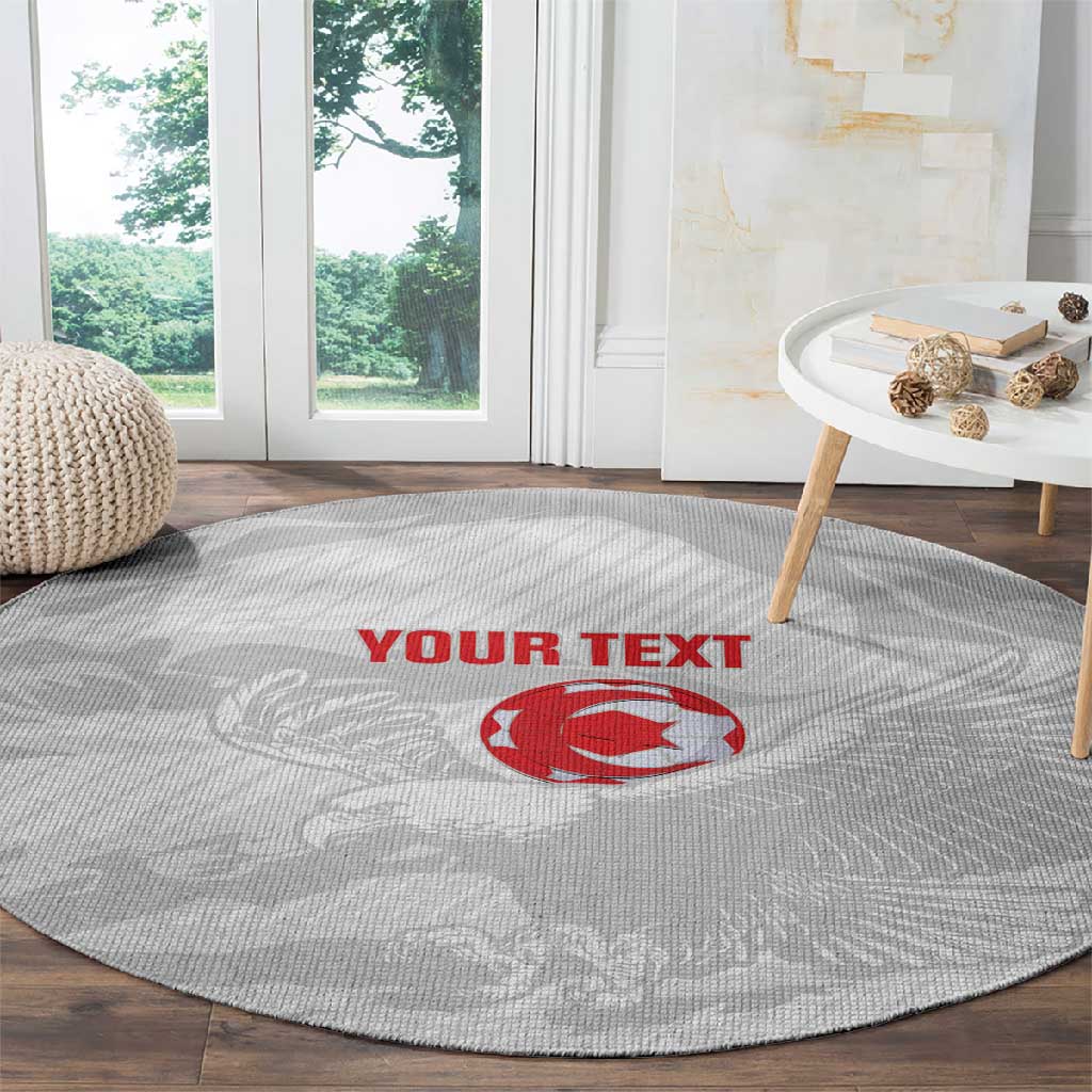 Custom Tunisia Football Round Carpet 2026 Eagles of Carthage White Grunge - African Pride