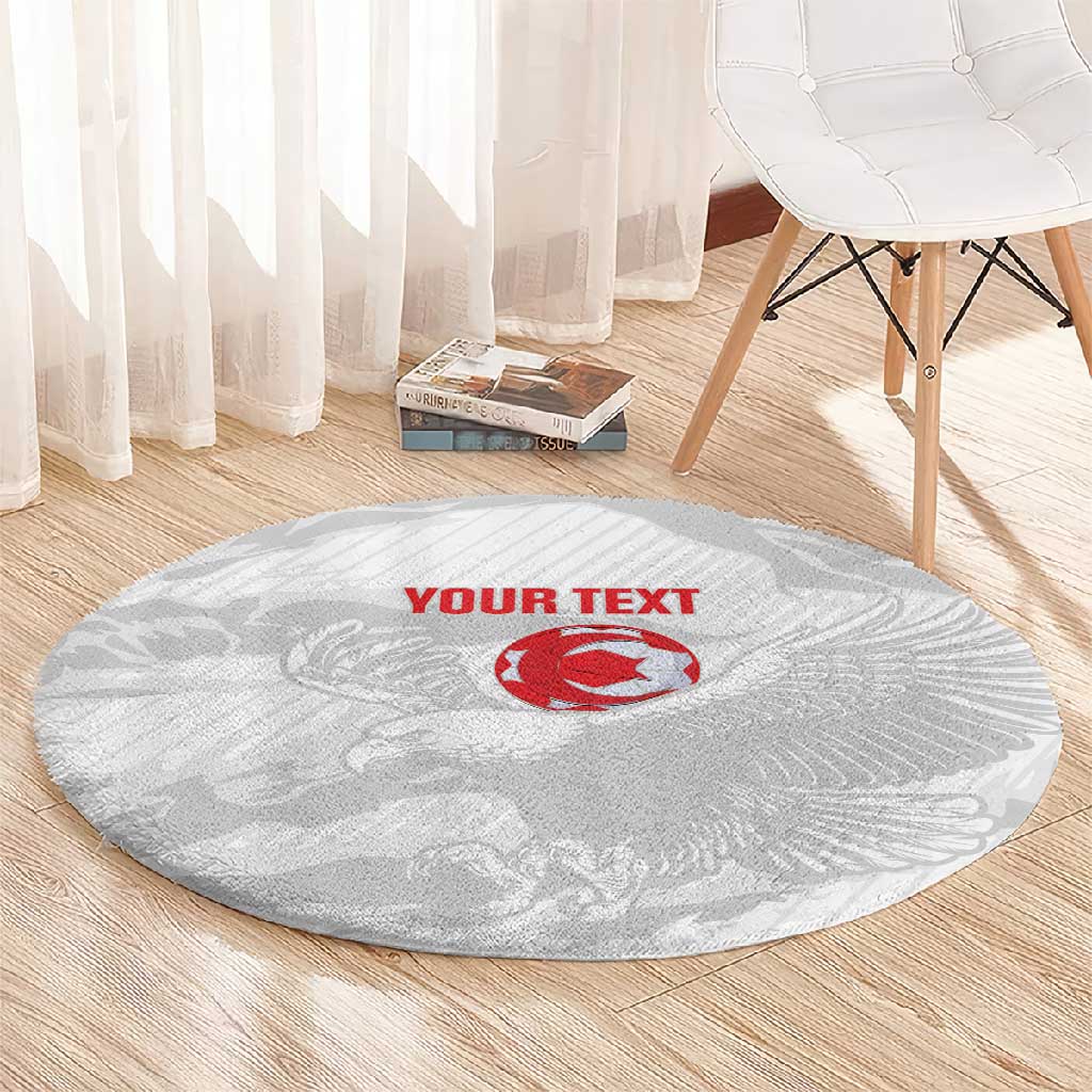 Custom Tunisia Football Round Carpet 2026 Eagles of Carthage White Grunge - African Pride