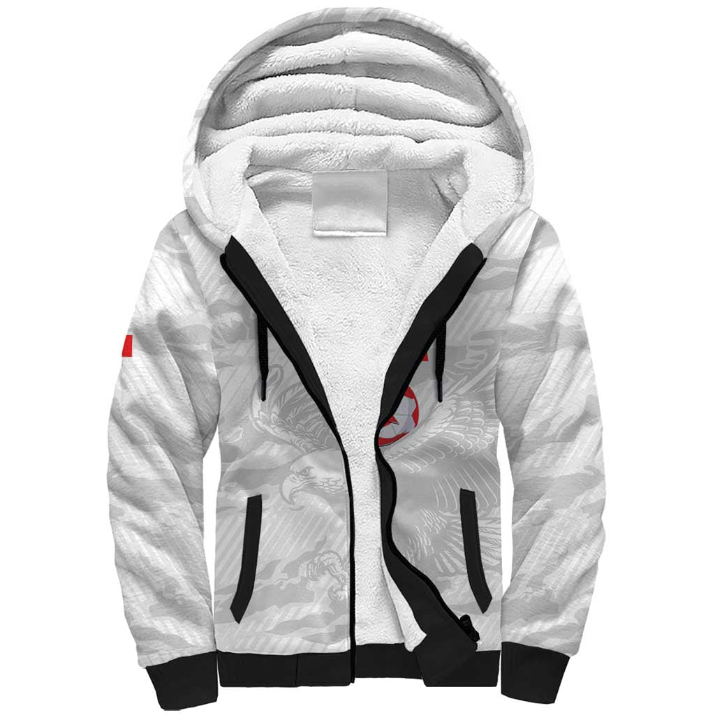 Custom Tunisia Football Sherpa Hoodie 2026 Eagles of Carthage White Grunge - African Pride