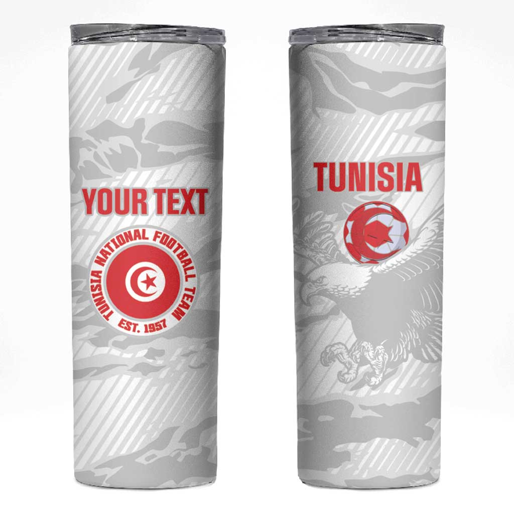 Custom Tunisia Football Skinny Tumbler 2026 Eagles of Carthage White Grunge - African Pride