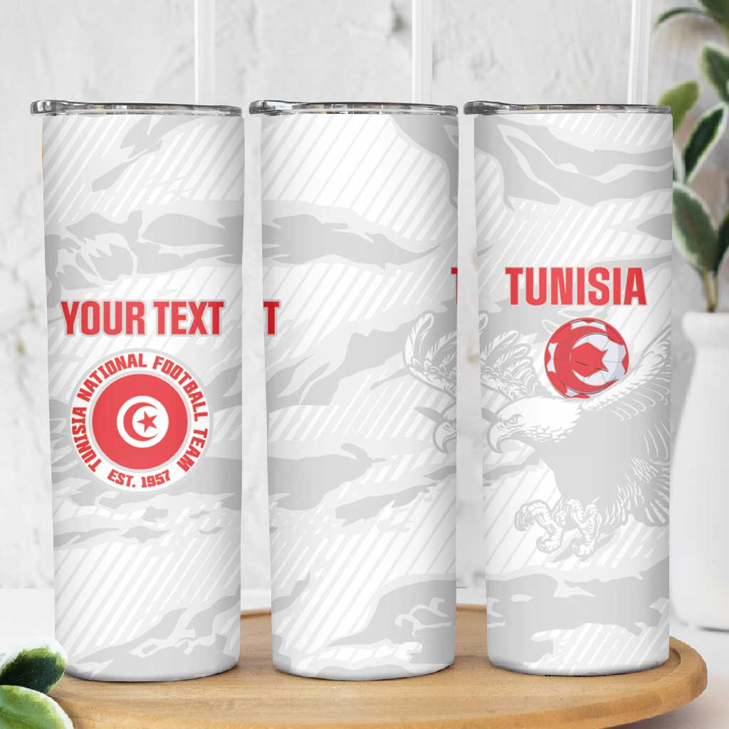 Custom Tunisia Football Skinny Tumbler 2026 Eagles of Carthage White Grunge - African Pride