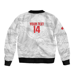 Custom Tunisia Football Sleeve Zip Bomber Jacket 2026 Eagles of Carthage White Grunge - African Pride