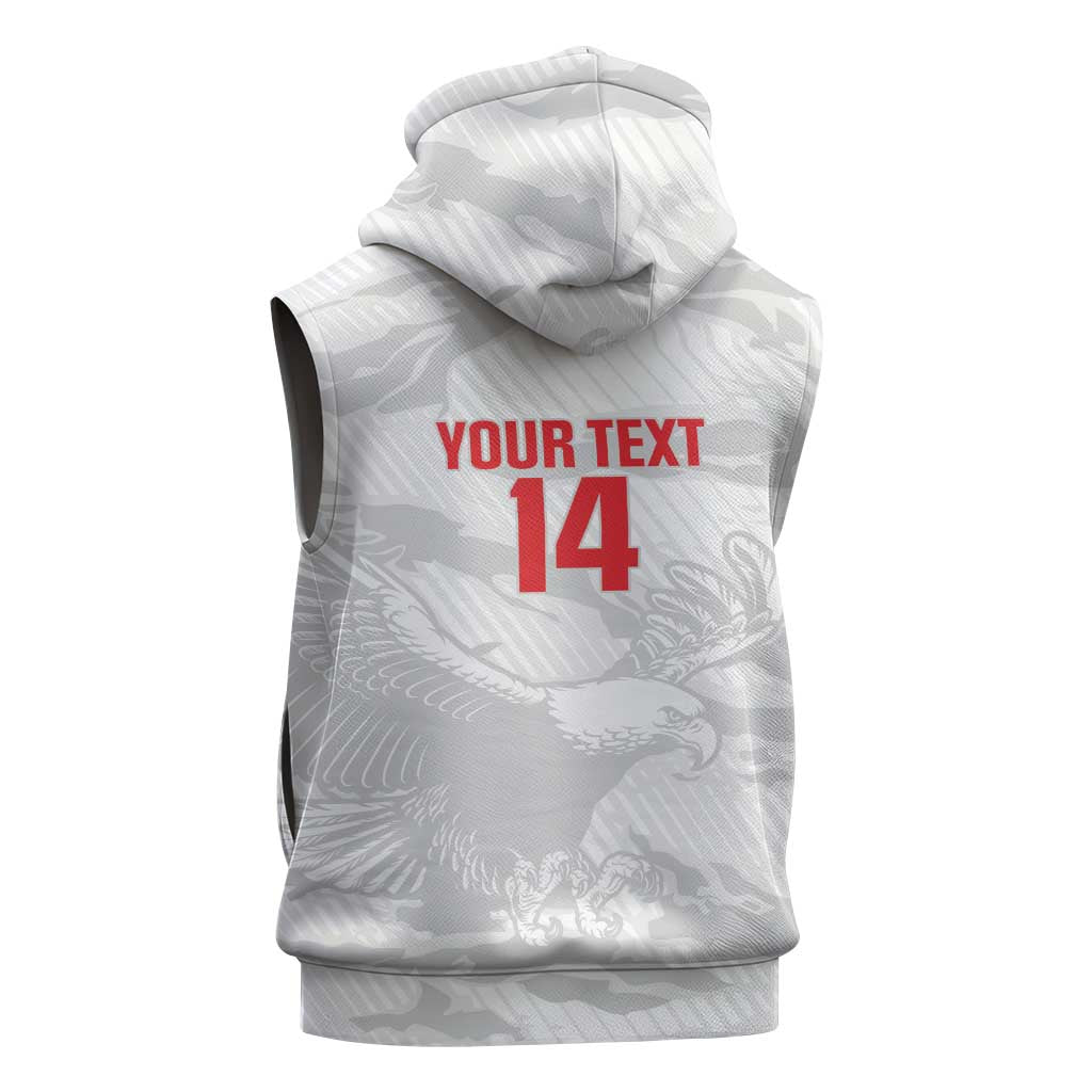 Custom Tunisia Football Sleeveless Hoodie 2026 Eagles of Carthage White Grunge - African Pride