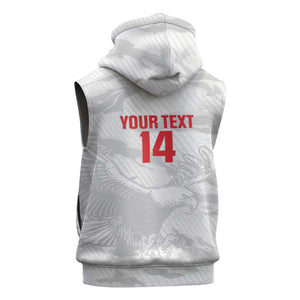 Custom Tunisia Football Sleeveless Zip Hoodie 2026 Eagles of Carthage White Grunge - African Pride
