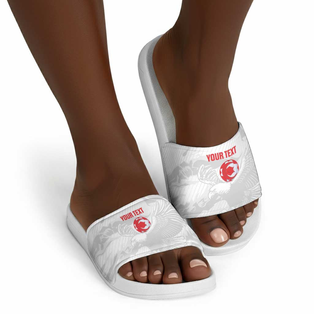 Custom Tunisia Football Slide Sandals 2026 Eagles of Carthage White Grunge - African Pride