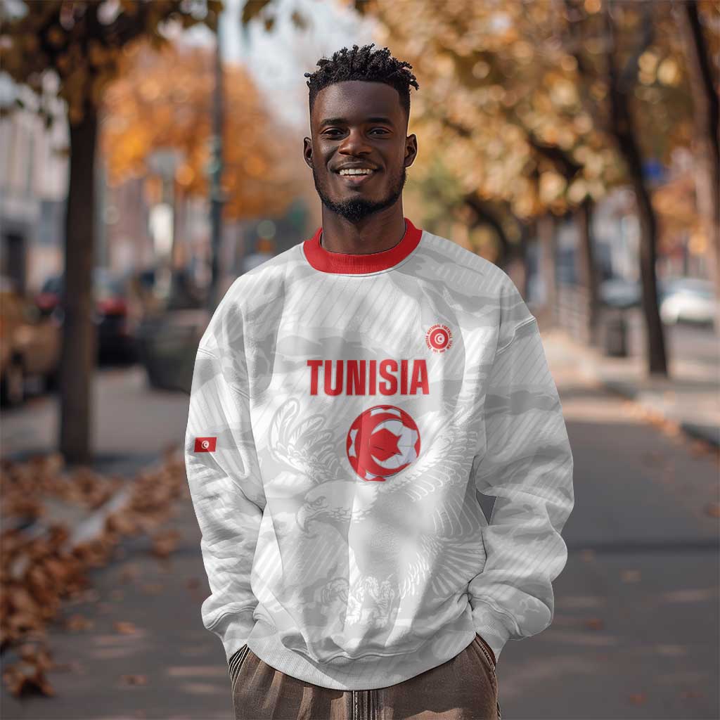 Custom Tunisia Football Sweatshirt 2026 Eagles of Carthage White Grunge - African Pride