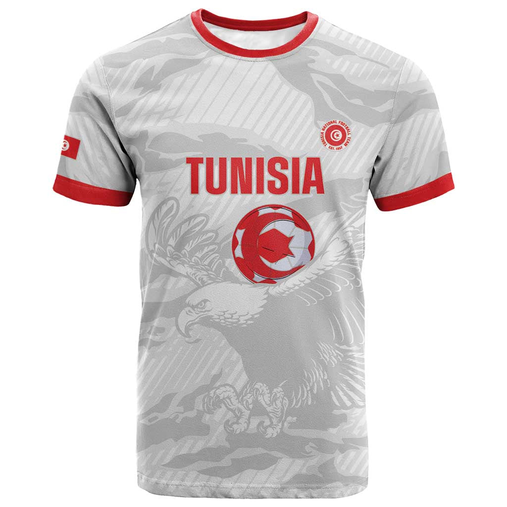Custom Tunisia Football T shirt 2026 Eagles of Carthage White Grunge LT14