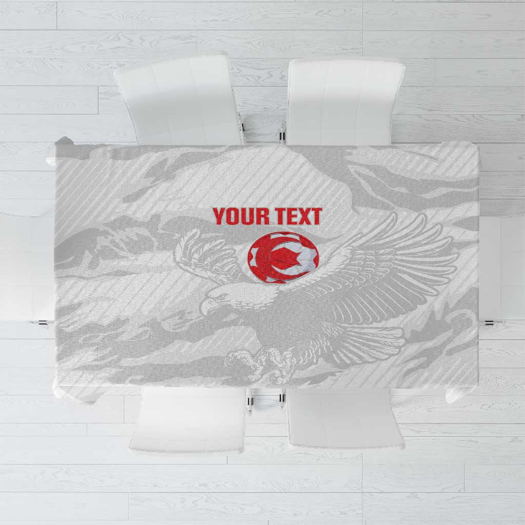 Custom Tunisia Football Tablecloth 2026 Eagles of Carthage White Grunge - African Pride