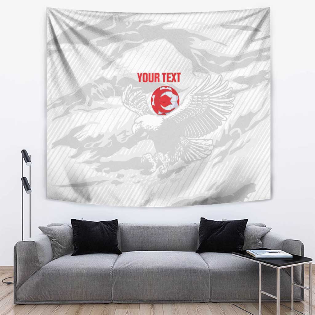 Custom Tunisia Football Tapestry 2026 Eagles of Carthage White Grunge - African Pride