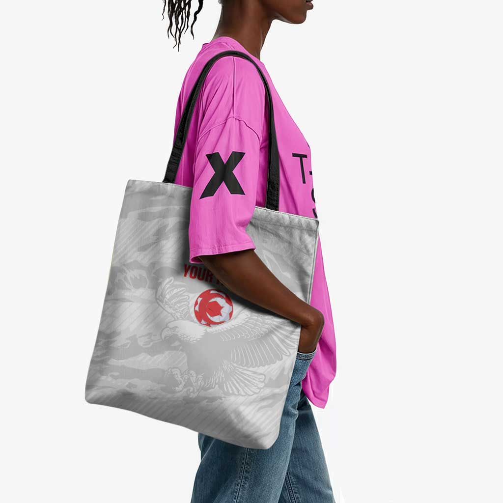 Custom Tunisia Football Tote Bag 2026 Eagles of Carthage White Grunge - African Pride