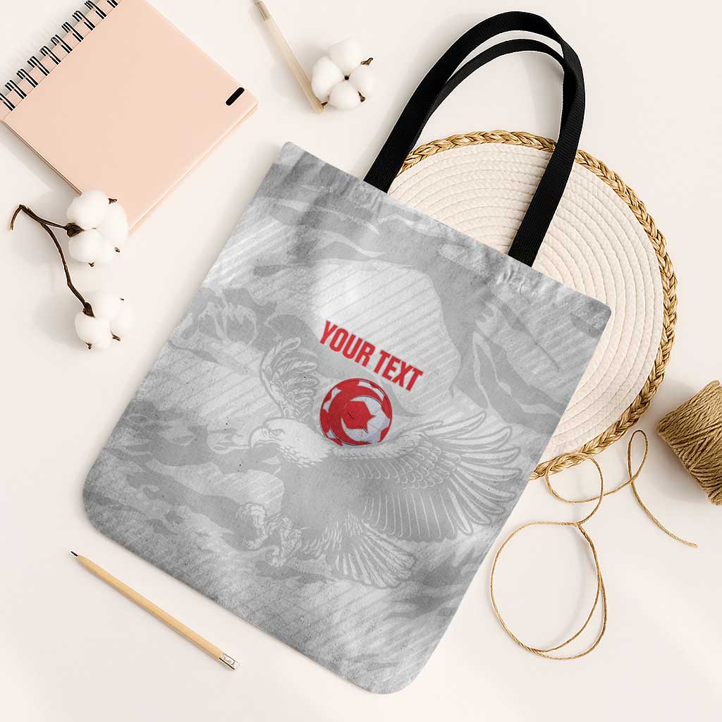 Custom Tunisia Football Tote Bag 2026 Eagles of Carthage White Grunge - African Pride